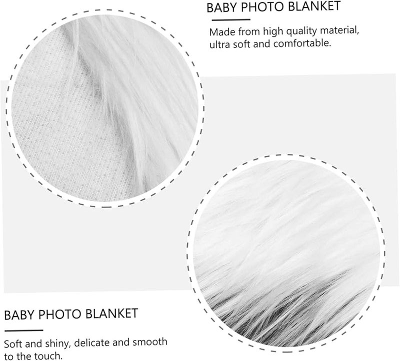 White Faux Fur Blanket Newborn Photography Prop Backdrop For Birth Announcements - Image 4